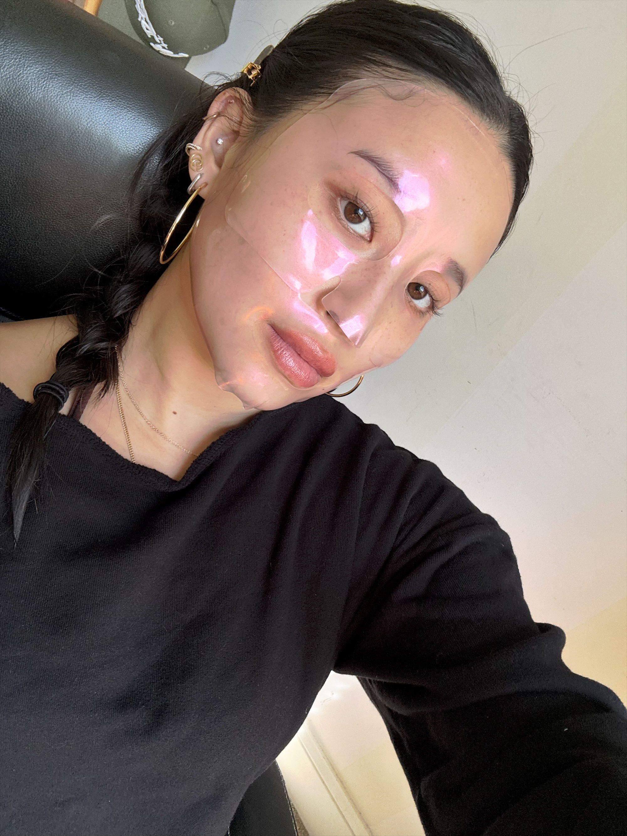 girl wearing glowing hydrating mask